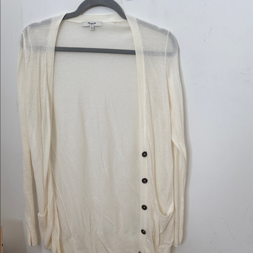 Madewell Cream Cardigan with Dark Buttons